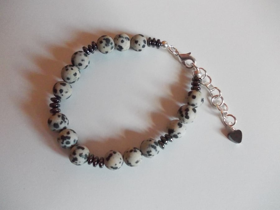 Dalmatian jasper and haematite bracelet