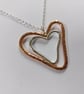 Nested Hearts Pendant, mixed metals, copper and sterling silver - Image 6