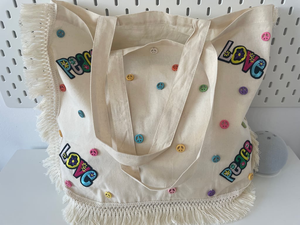 Peace and Love large tote bag made to order