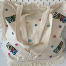 Peace and Love large tote bag made to order