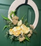 Handmade Crochet Wreath with Lemon Yellow Peonies and Summer Foliage - Image 5