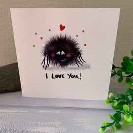 I love you spider greetings card