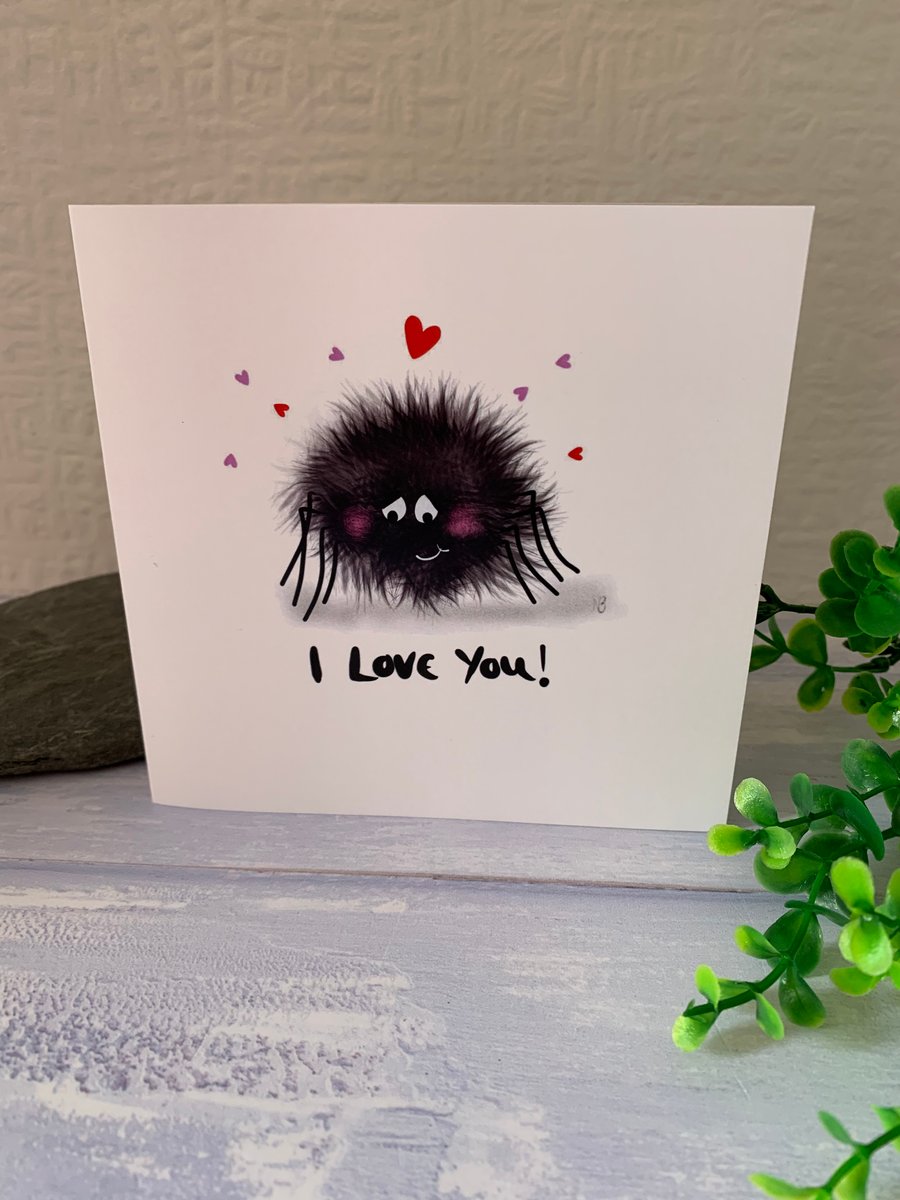 I love you spider greetings card