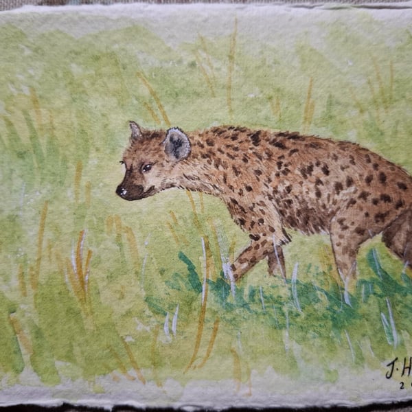Hyena Original Watercolour Painting A6