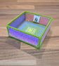 Small tray for small desk items - glittery pastel colours with bright green edge