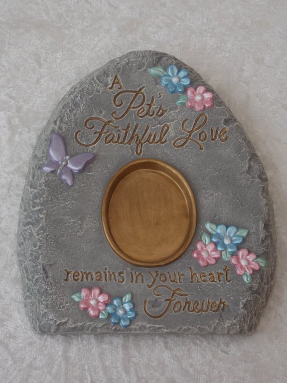 Ceramic Hand Painted Grey Stone Loving Pet Memorial Keepsake Photo Picture Frame