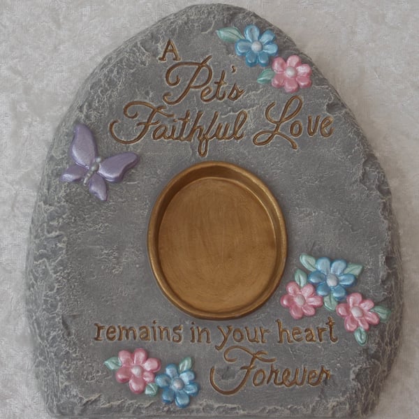 Ceramic Hand Painted Grey Stone Loving Pet Memorial Keepsake Photo Picture Frame