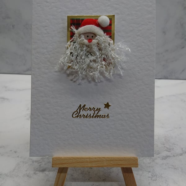 Christmas Card Mixed Media Santa Claus Merry Christmas 3D Luxury Handmade Card