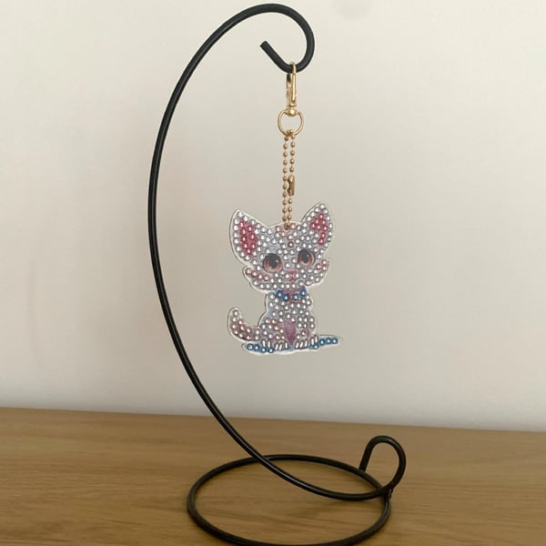 Cute Diamond Art Kitten Keyring. Design 1