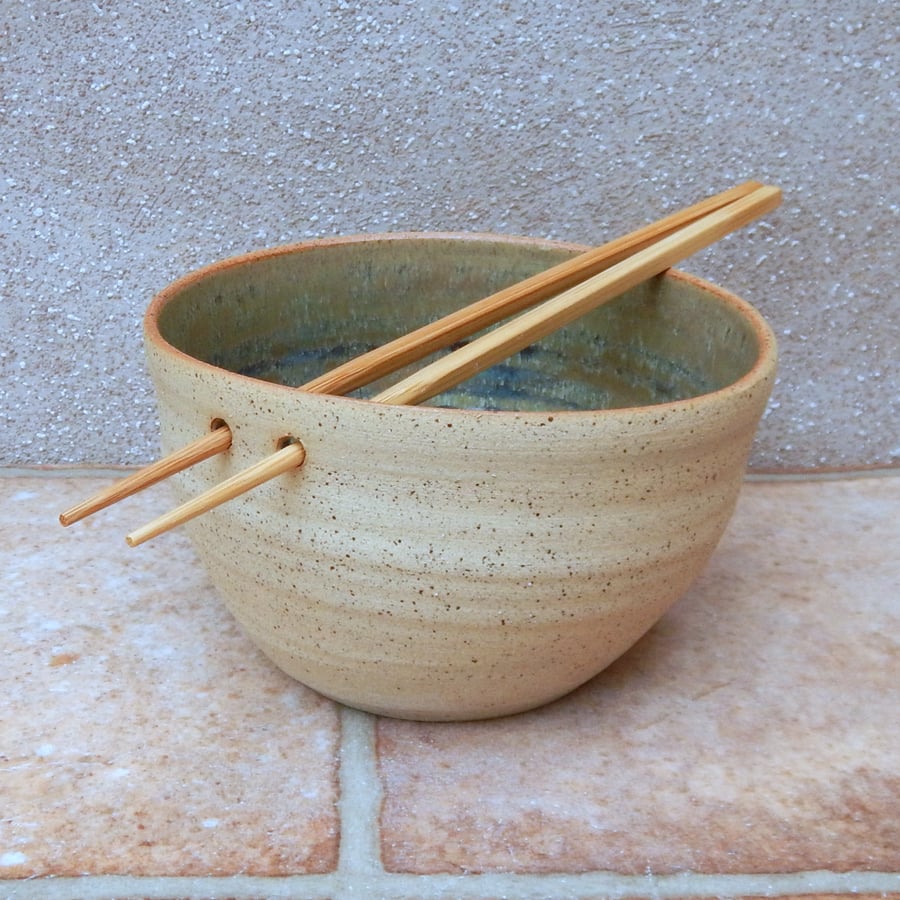 Noodle or rice bowl handthrown stoneware pottery handmade ceramic wheel 