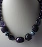 DARK VIOLET AND SILVER CHUNKY NECKLACE.  - Image 1