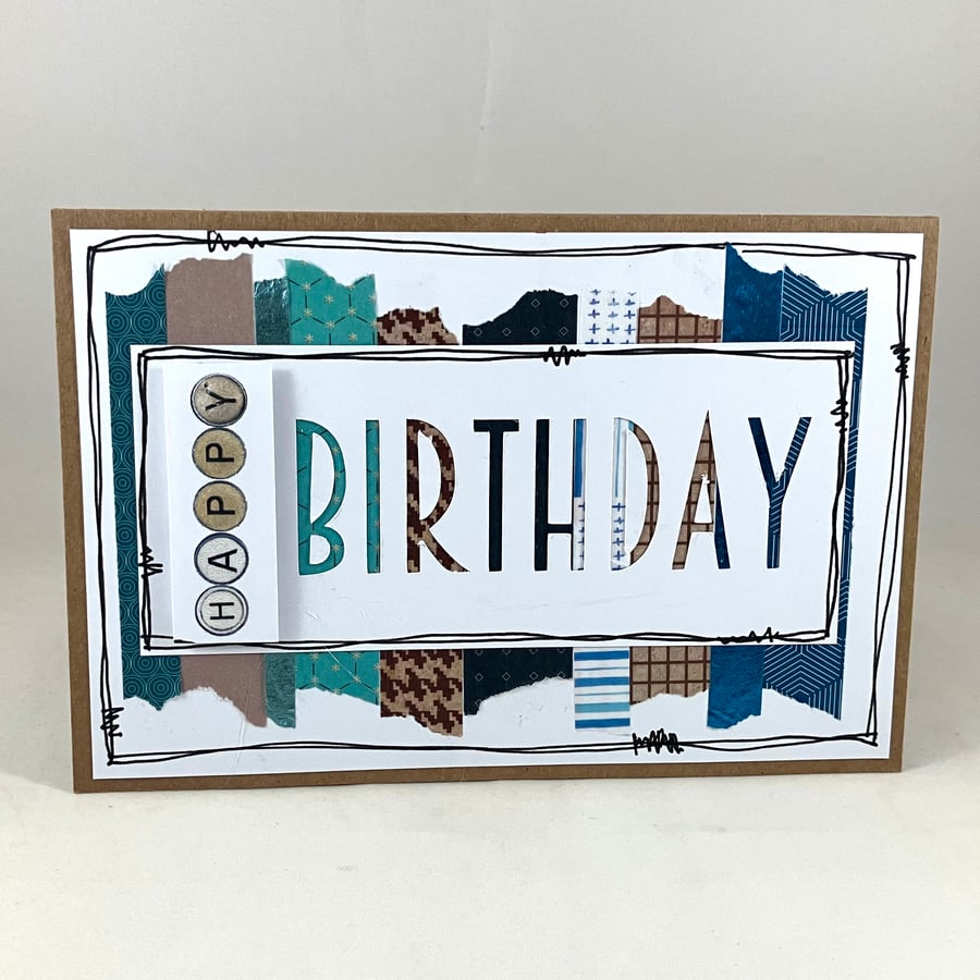 Handmade washi tape birthday card 