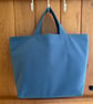 Tote bag, beach bag, short handle shopper in blue with bright floral lining