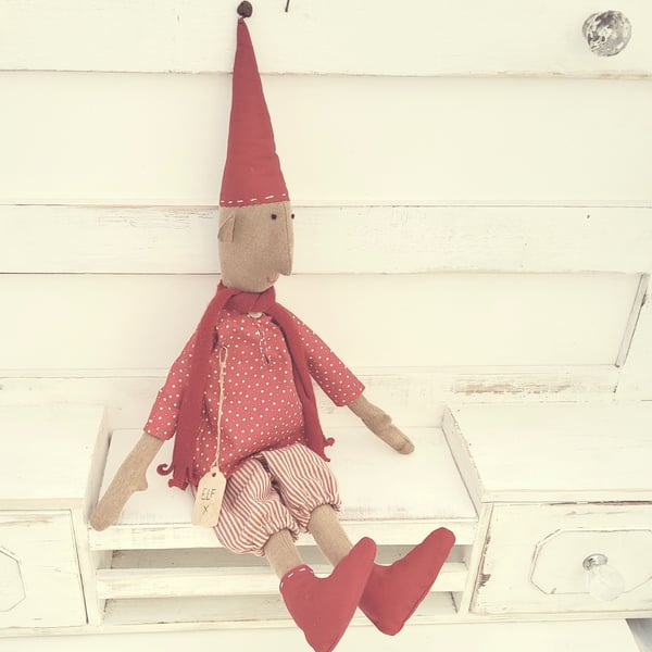 Christmas handmade cloth elf doll