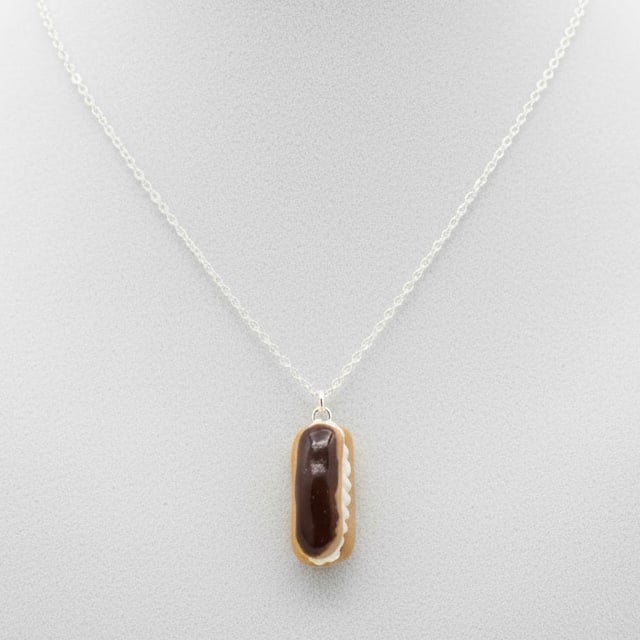 Chocolate Eclair Miniature Cake Necklace, Sweet Gift For Foodie
