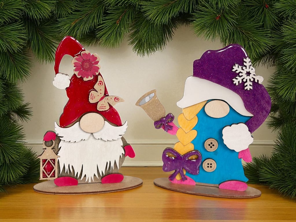 Christmas Gnome Decorations: Wood Resin Holiday Gift, Scandinavian Christmas