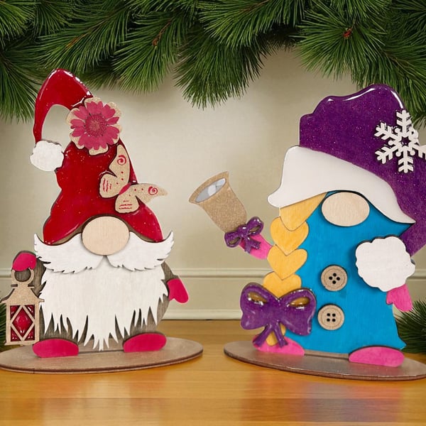 Christmas Gnome Decorations: Wood Resin Holiday Gift, Scandinavian Christmas