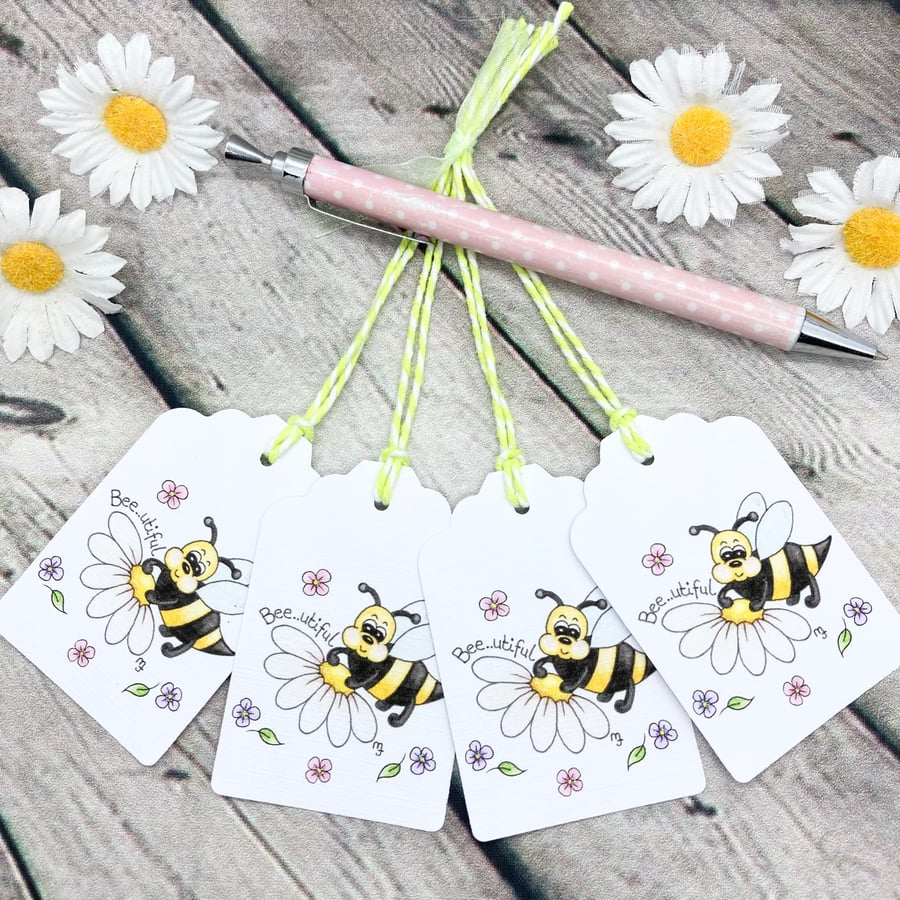 Bee..utiful Bee Gift Tags - set of 4 tags