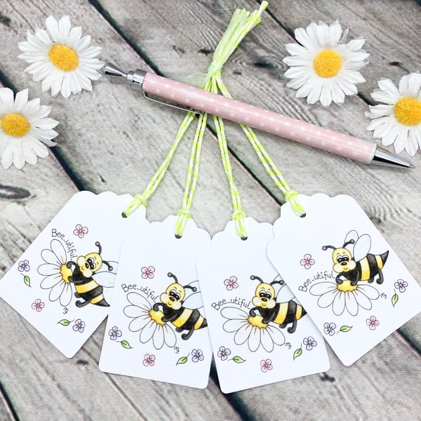 Bee..utiful Bee Gift Tags - set of 4 tags