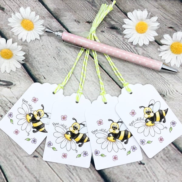 Bee..utiful Bee Gift Tags - set of 4 tags