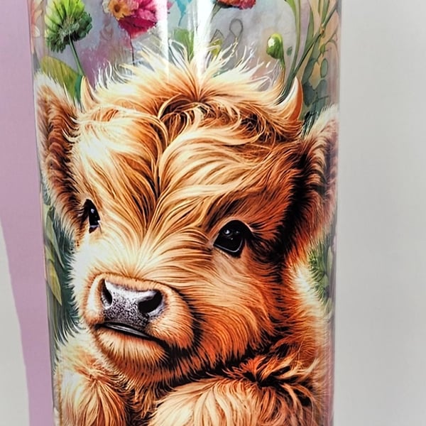 Highland cow 20oz skinny tumbler Hot and cold drinks