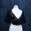 Chunky hand knit lace capelet in black 100% wool - design SB168