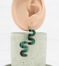 Titanium hypoallergenic ear wire - Small squiggle dangle earrings - Green Galaxy - Image 2