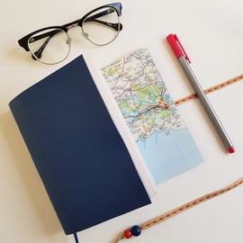 Custom Map Travel Journal, Guest Book or Memory Journal, Hand Bound in Leather