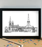 Lisburn Landmarks Skyline Art Print - Image 2