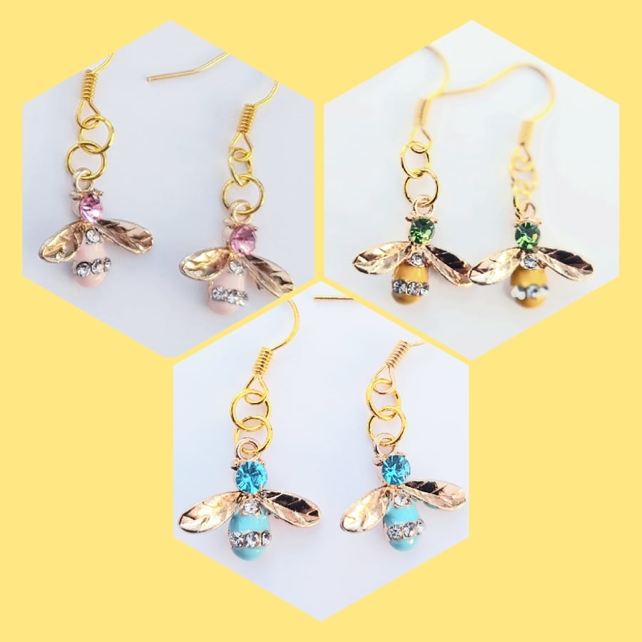 Earrings - "Bee" charm - Three colours