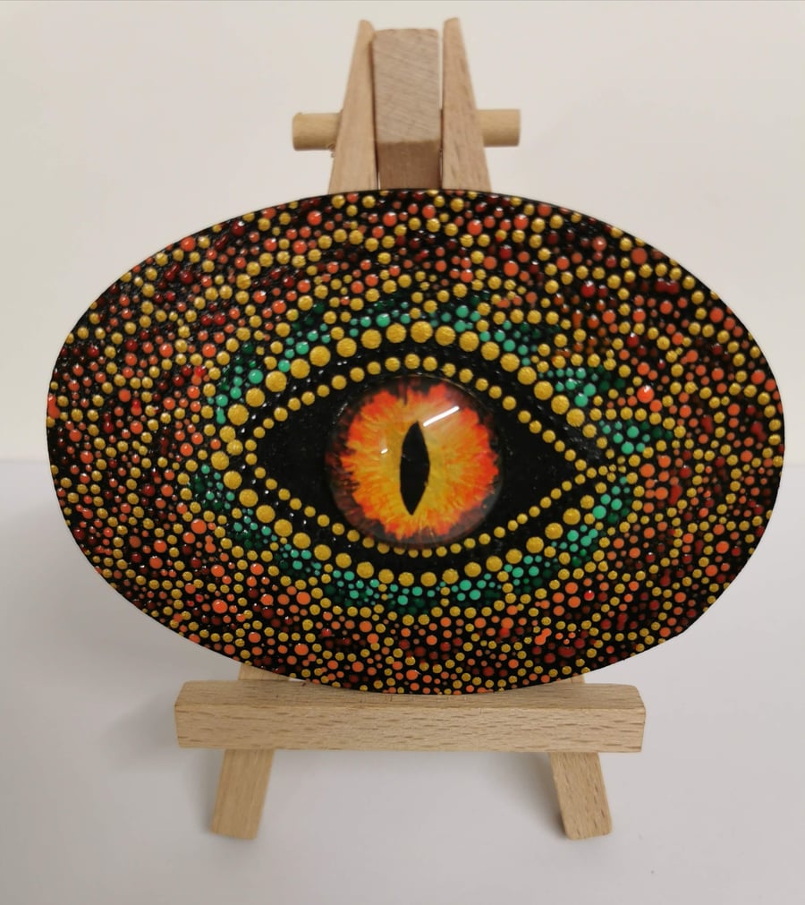 Hand painted orange 'dragon's eye' mandala decorative piece