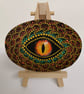Hand painted orange 'dragon's eye' mandala decorative piece - Image 1