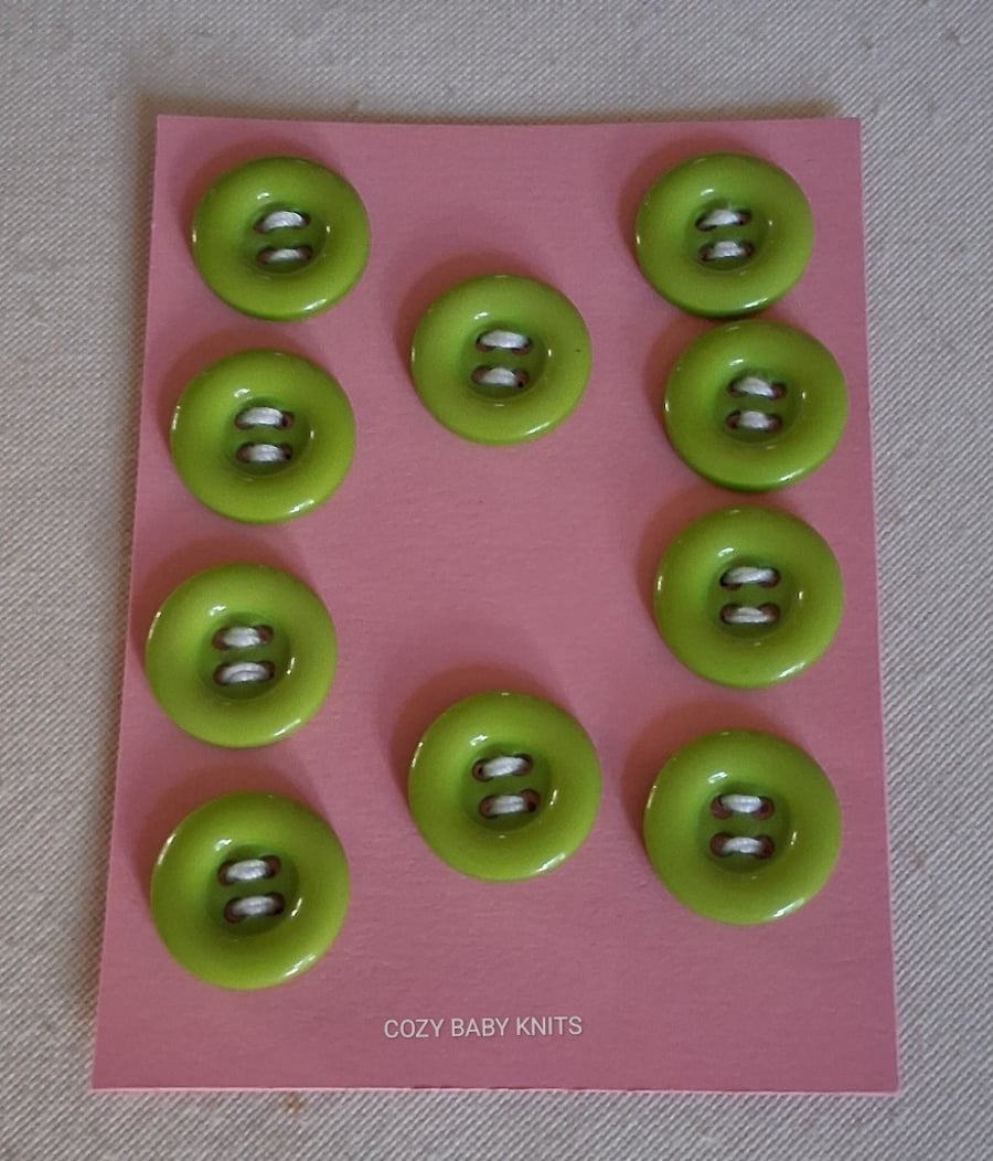 10 LIME GREEN BUTTONS