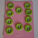 10 LIME GREEN BUTTONS