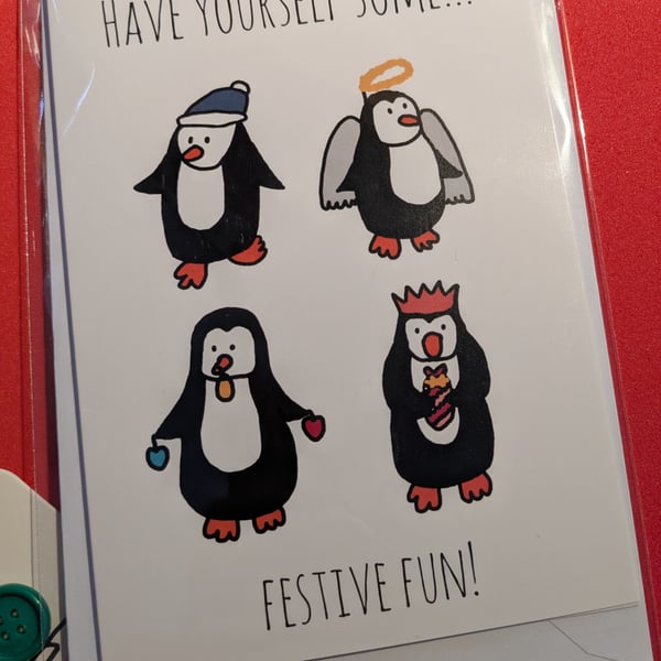 Festive penguin cards