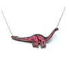 Amazing statement pink spotty Diplodocus dinosaur Resin Necklace by EllyMental