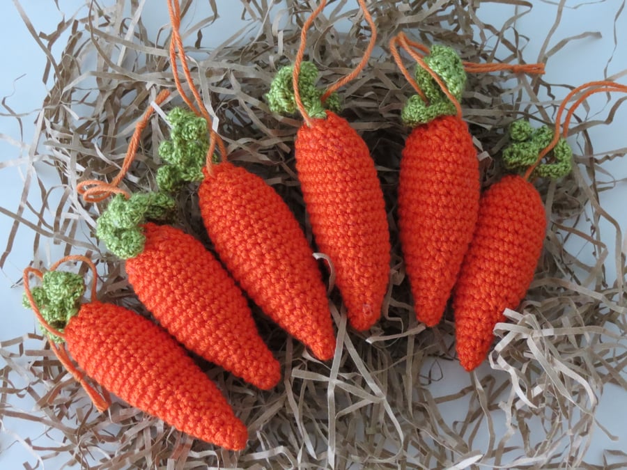 Set of 2 Crochet Carrot Easter Decoration