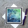 Blank Card Handpainted Forest Light Birthday Anniversary Card