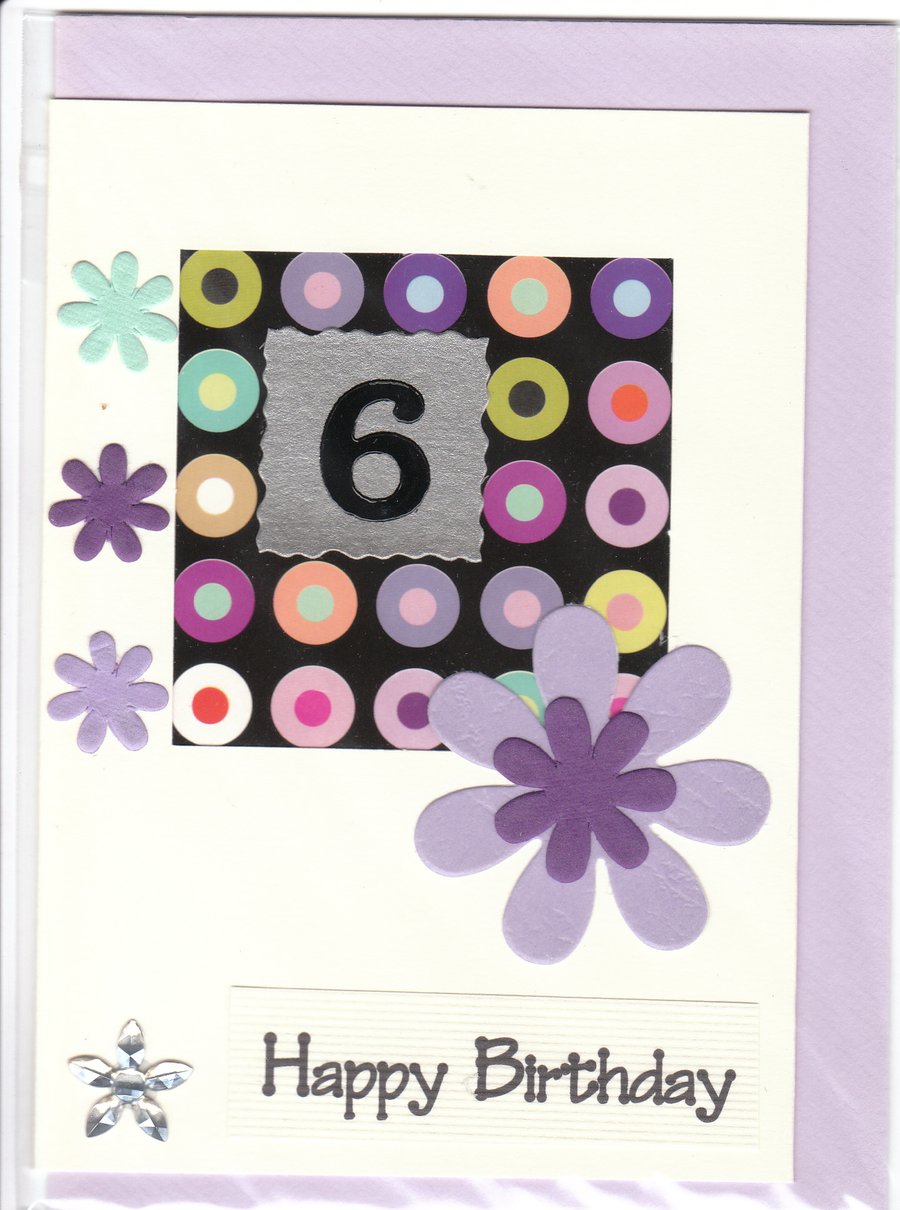 SALE! GIRLS'S BIRTHDAY CARD AGE 6 Floral