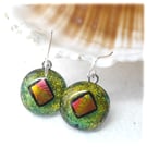 Luxury Dichroic Earrings Fused Glass L002 Sterling Silver hooks