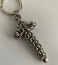 Stainless Steel Chainmail Cross Keyring - Image 1