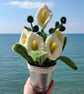 Handmade White Calla Lily Pot - Everlasting Chenille Stem Bouquet - Image 3