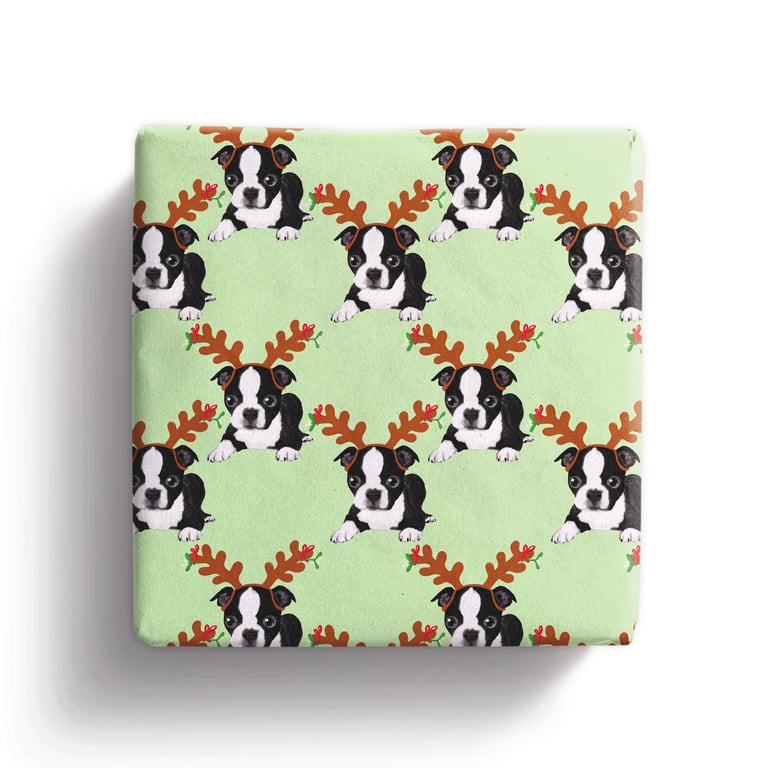 Boston Terrier Dog Christmas wrapping paper