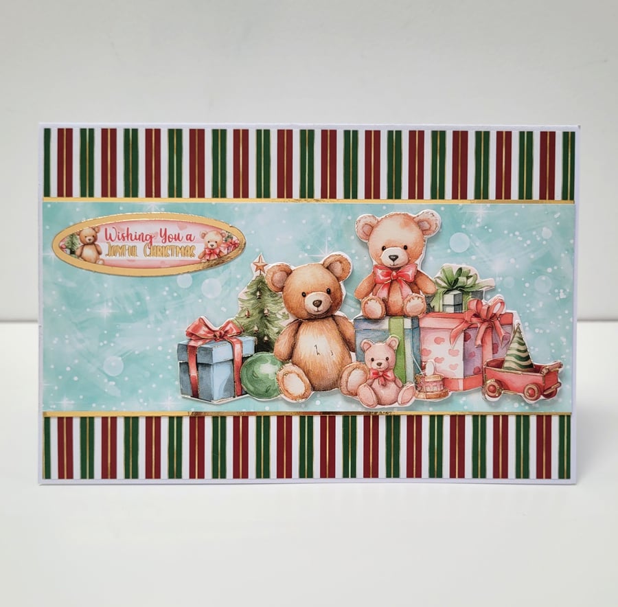 Cute Christmas Card - 3D Decoupage Teddy Bears