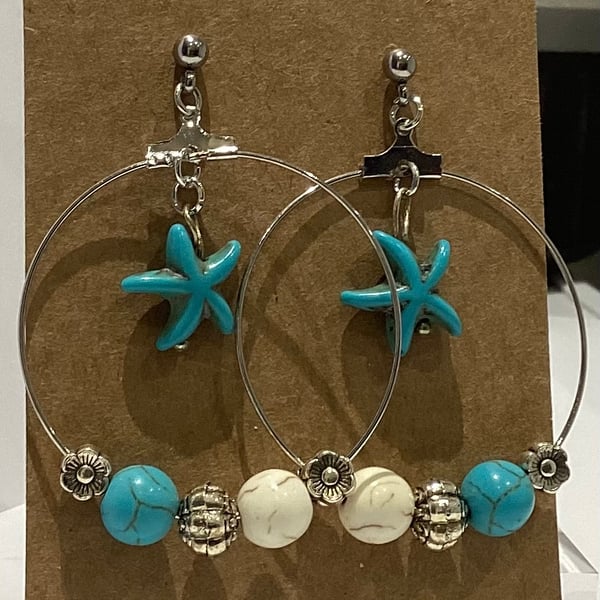 Starfish hoop earrings 