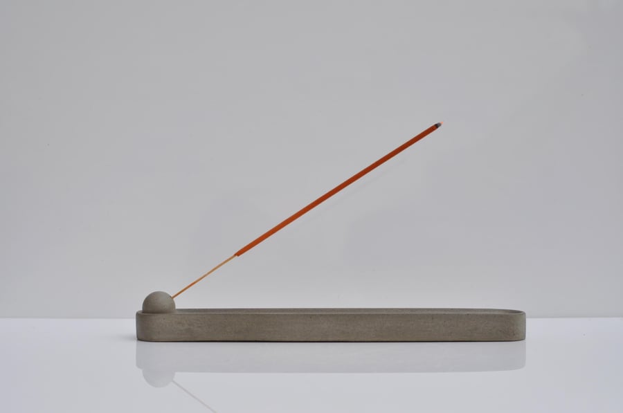Concrete Incense Burner Grey Cement Joss Stick Holder Handmade Minimalist Home D