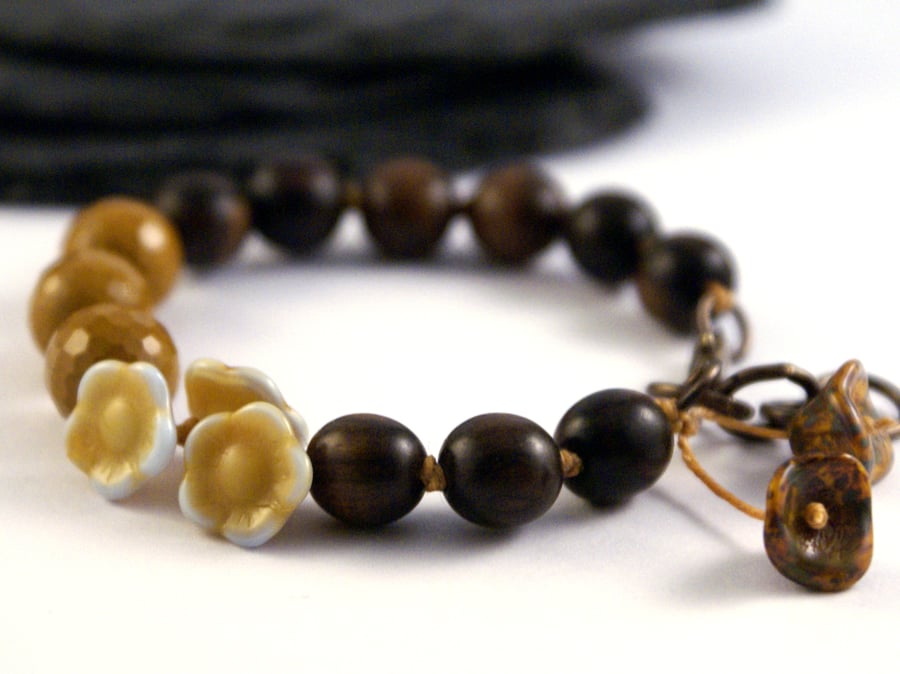 Knotted Wooden Bead Bracelet