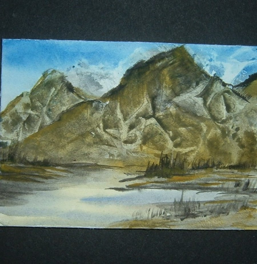 mountain landscape aceo art painting original ref 370