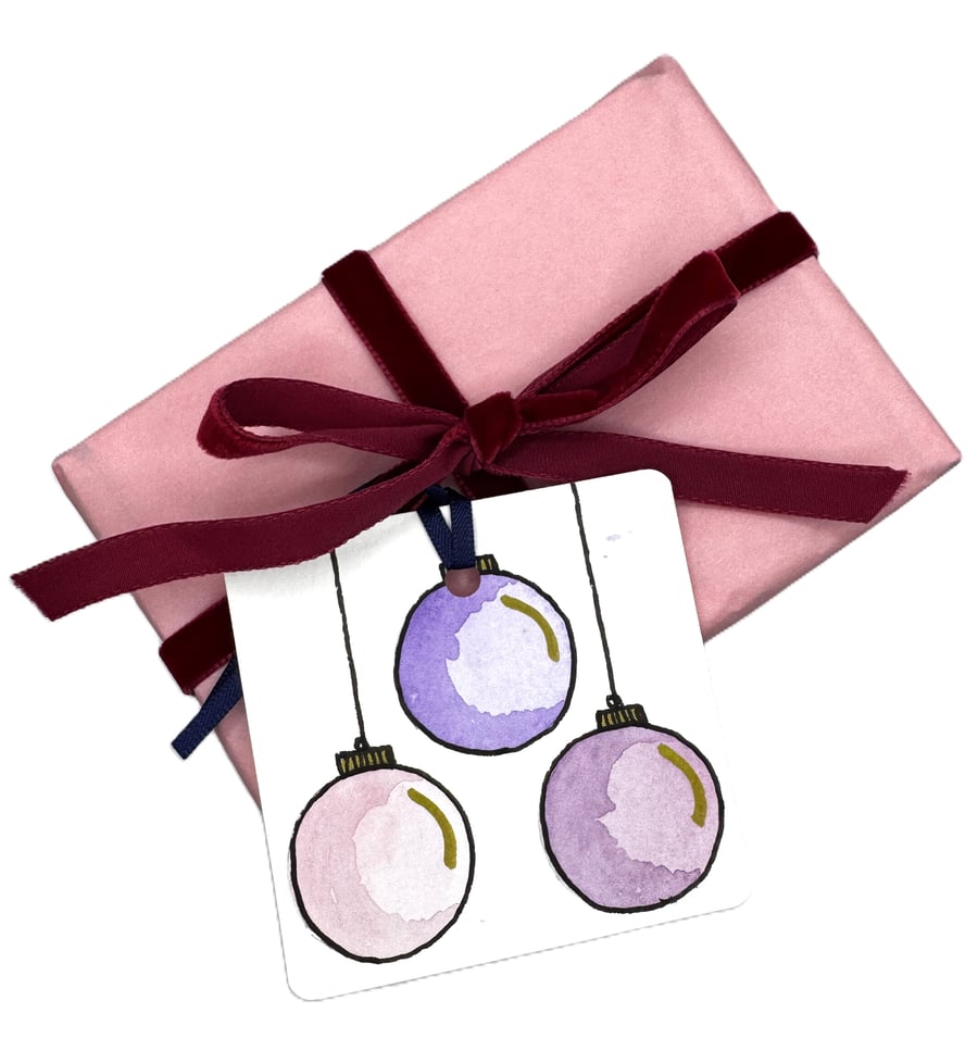 Bauble Gift Tags - Pack of 4, watercolour