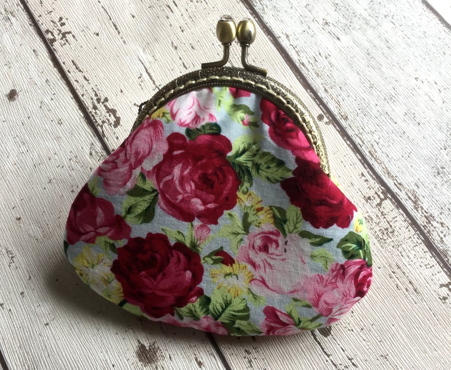 Floral Fabric Coin Clasp Purse